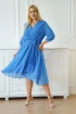 Niebieska szyfonowa sukienka z kopertowym dekoltem i asymetrycznym dołem - Eloise II - PREMIUM