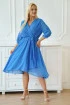 Niebieska szyfonowa sukienka z kopertowym dekoltem i asymetrycznym dołem - Eloise II - PREMIUM