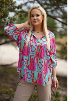Tuniko - koszula plus size w kolorowy wzór rękaw 3/4 - Susanny