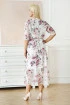 Kremowa sukienka maxi w pastelowe róże z kopertowym dekoltem - Adelise