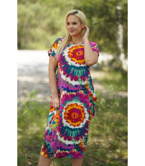 Sukienka w kolorowe kwiaty z wiązaniem na plecach - Gracy