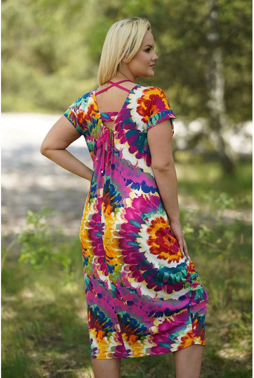Wiskozowa sukienka w kolorowy wzór duże rozmiary