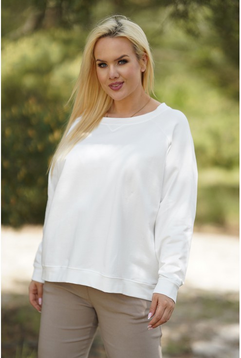 Biała oversizowa bluza dresowa plus size - Michaela