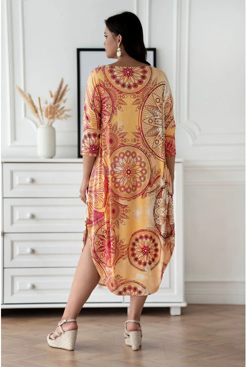 Elastyczna sukienka w modny orientalny wzór duże rozmiary