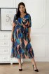 Kolorowa wzorzysta sukienka maxi - Adelise niebieska