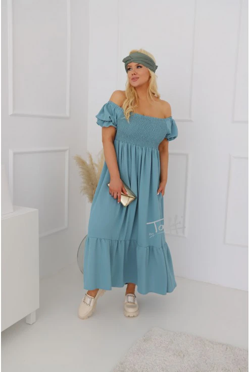 miętowo-morska letnia sukienka plus size
