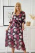 Czarna sukienka maxi w różowe kwiaty - Adelise