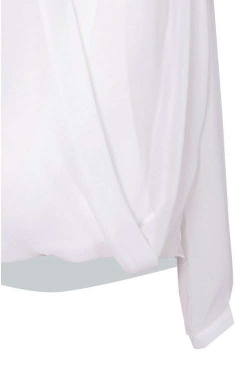 Biała bluzka wizytowa na duży biust z długim rękawem MAYA