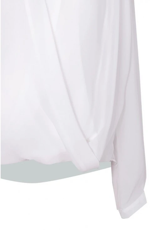 Biała bluzka wizytowa na duży biust z długim rękawem MAYA