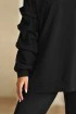 Czarny komplet dresowy z drapowanym rękawem - Elara