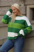 Sweter w biało-zielone paski - Avis