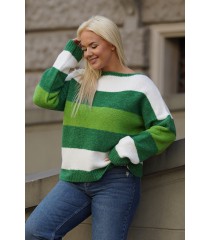 Sweter w biało-zielone paski - Avis