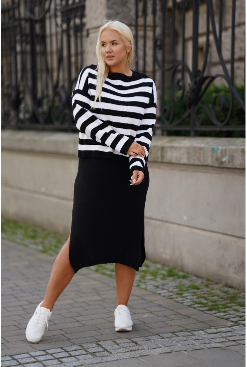 czarno-biały komplet sweterkowy sukienka i sweter xl