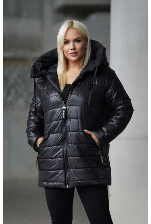 czarna przejściowa kurtka plus size / monasou