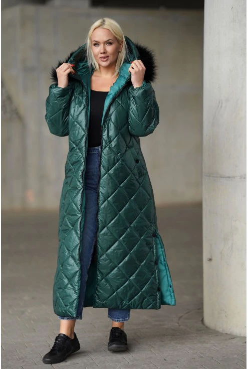 butelkowy długi płaszcz kurtka plus size Lissa XL-ka Monasou