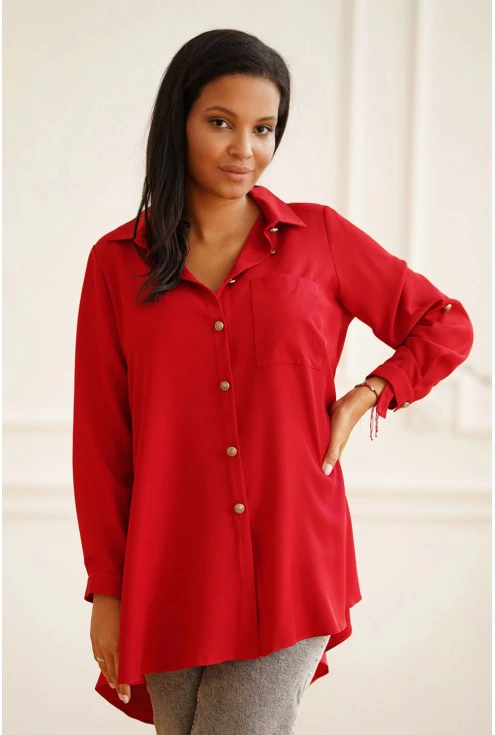 stylowa czerwona koszula z guzikami Nila xl-ka monaosu koszula plus size