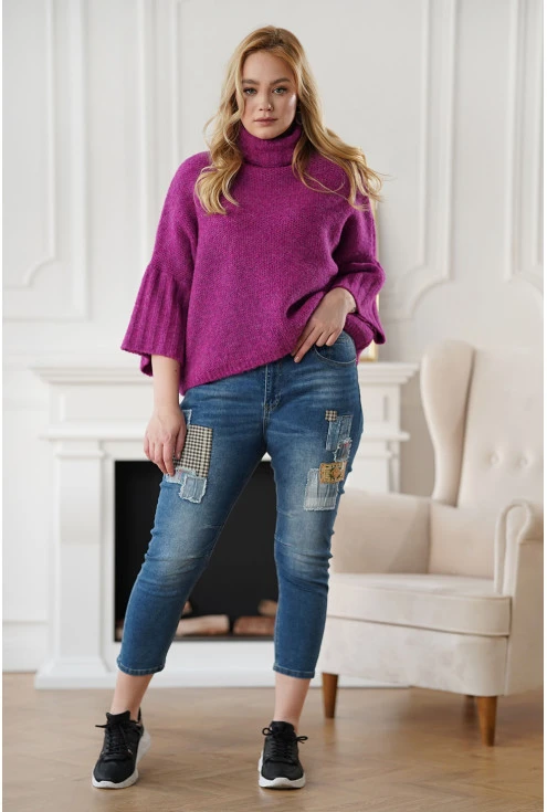 fioletowy sweter damski plus size