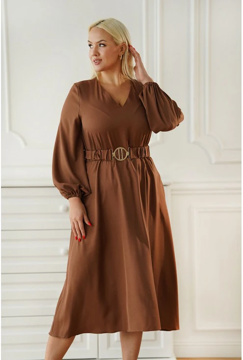 Karmelowa sukienka xxl w sklepie Monasou