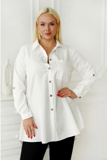 Biała koszula z ozdobnymi guzikami i kieszonką - Nila