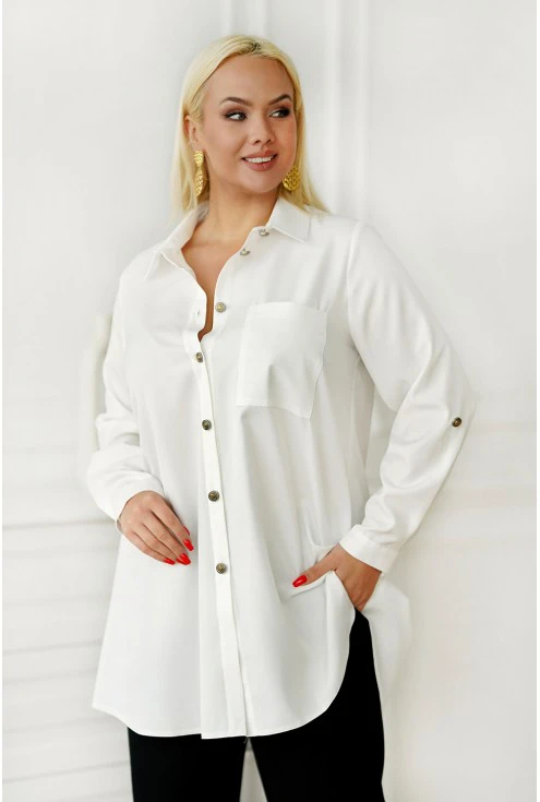 Biała koszula w dużych rozmiarach xxl Monasou
