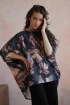 Turkusowa bluzka kimono w pudrowe kwiaty - Mariette