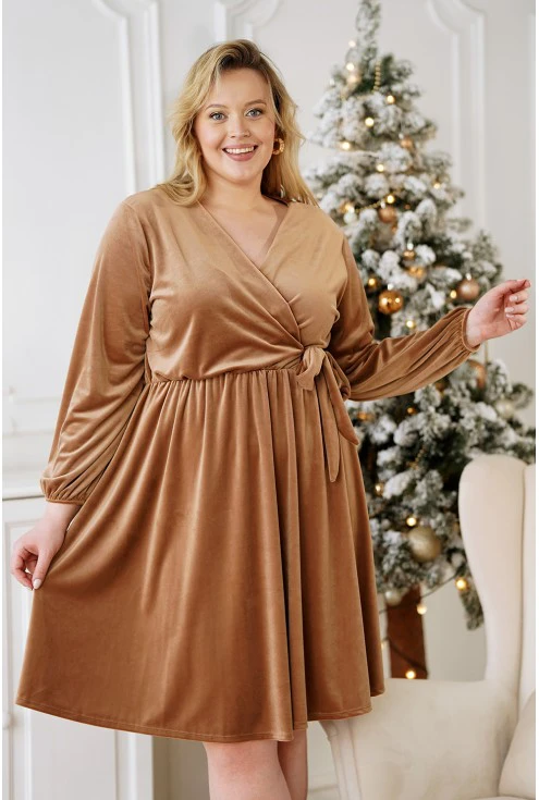 sukienka z wiązaniem na święta Letizia welurowa plus size - XL-ka Monasou
