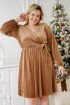 Karmelowa aksamitna sukienka z wiązaniem - Letizia