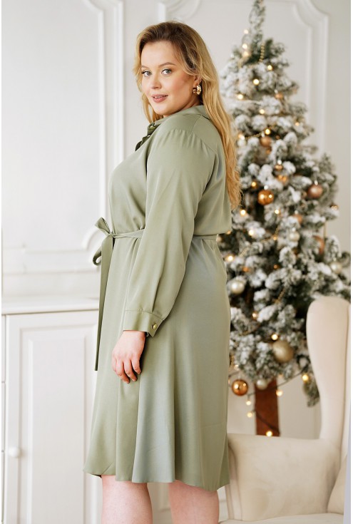 evienne elegancka koszulowa sukienka w kolorze oliwkowym size ++ xl-ka monasou