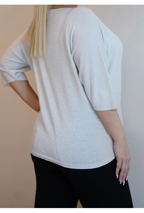 Śmietankowy modny sweterek oversize Monasou