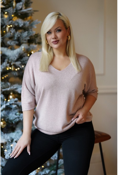 Pudrowy sweter plus size Monasou