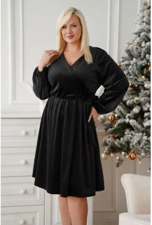 Czarna aksamitna sukienka z wiązaniem - Letizia