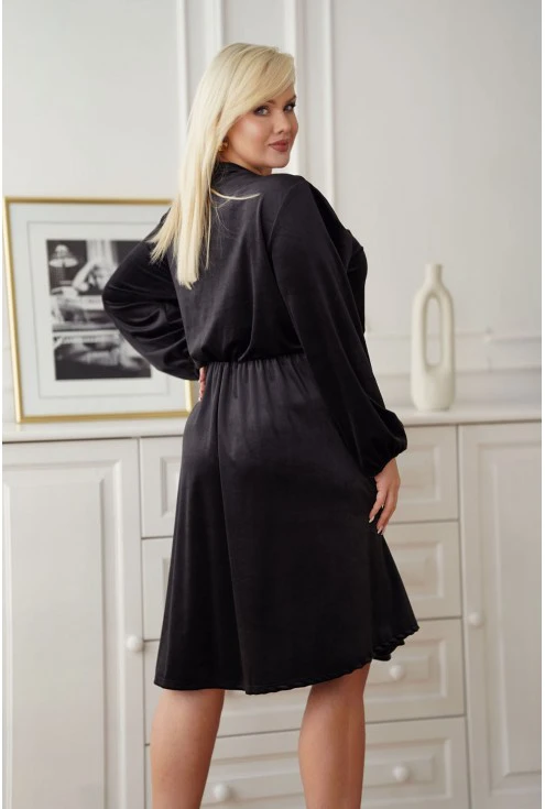 Czarna sukienka welurowa plus size Monasou