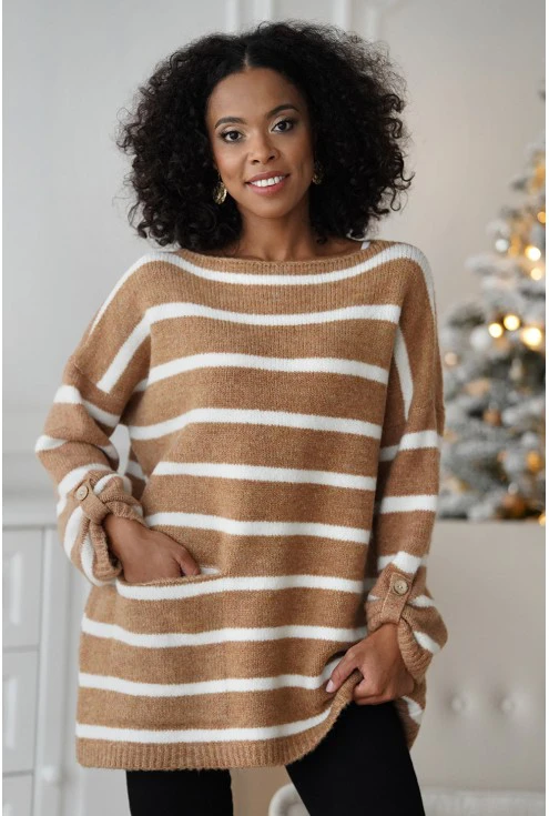 Karmelowy  sweter plus size Monasou