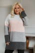 Długi sweter w szaro-różowe pasy Madelina