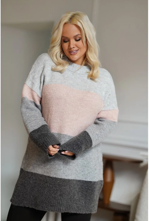 Sweter plus size w pasy Monasou