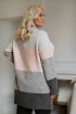 Długi sweter w szaro-różowe pasy Madelina