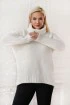 Śmietankowy ciepły sweter-tunika z golfem ze ściągaczem - LESCA
