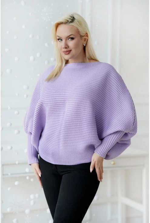 duze rozmiary liliowy sweterek z poziomym splotem peyton monasou