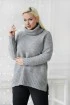 Jasnoszary ciepły sweter-tunika z golfem ze ściągaczem - LESCA