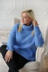 Niebieski ciepły sweter-tunika z golfem ze ściągaczem - LESCA