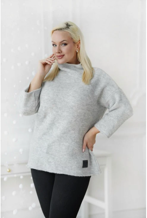 Ciepły sweter z półgolfem plus size Monasou