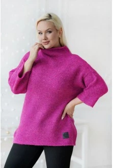 Fuksjowy ciepły sweter z półgolfem - Altea