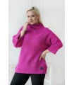 Fuksjowy ciepły sweter z półgolfem - Altea