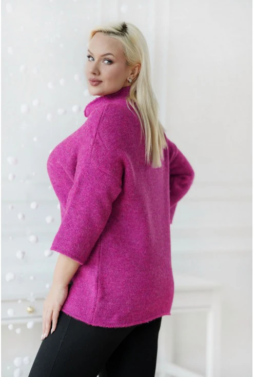 miękki i ciepły sweter w kolorze fuksji - enola z półgolfem monasou