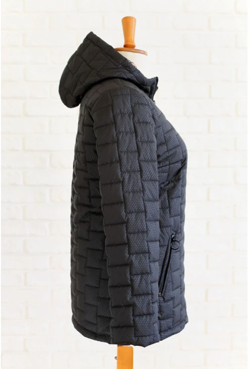czarna pikowana kurtka z karmelową podszewką xxl moda plus size