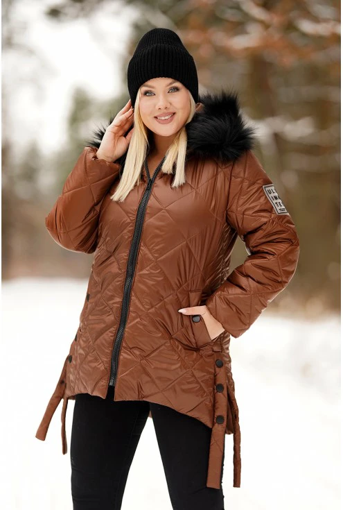 karmelowa kurtka na zimę Zizana monasou