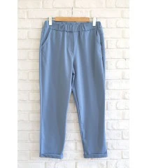 Jasnoniebieskie materiałowe spodnie cygaretki - Iwetta