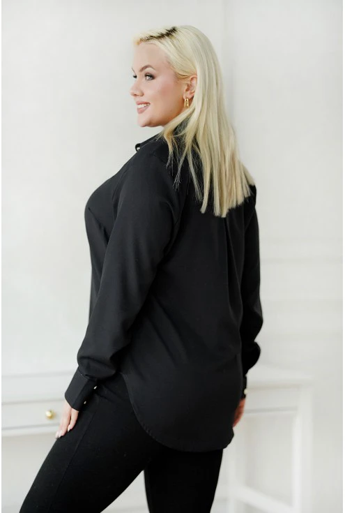 czarna ponadczasowa koszula na guziki elegancka arsina duze rozmiary monasou