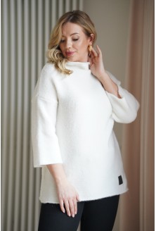 Biały ciepły sweter z półgolfem - Altea