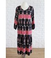 Czarna sukienka ze wzory z falbankami - Trina